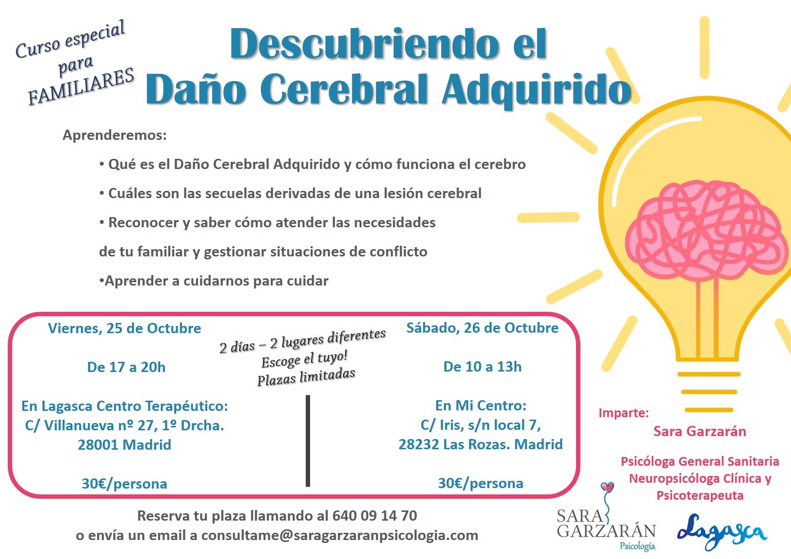 Curso sobre daño cerebral y neuropsicología para familias en La